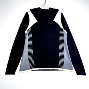 Lane Bryant Long Sleeve Colorblock Pullover Knit Sweater Lightweight Black Gray